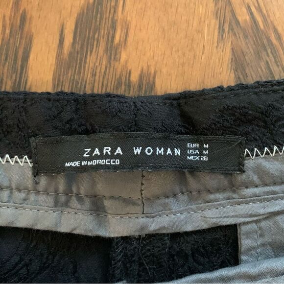 Zara Black brocade Jacquard lace pants woman’s size medium - Picture 4 of 9